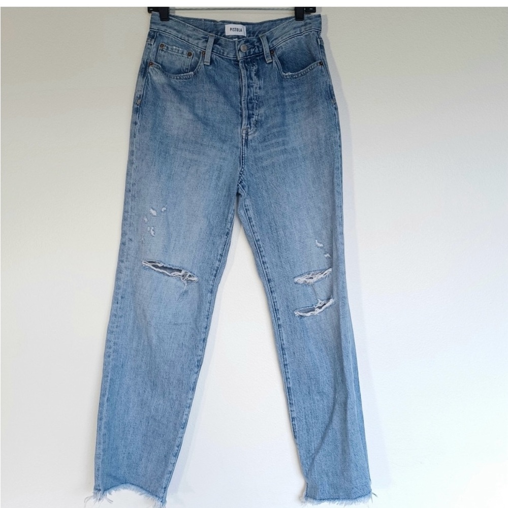 NWT Pistola Cassie Super High Rise Straight Jeans in Bayview Distressed Sz 31